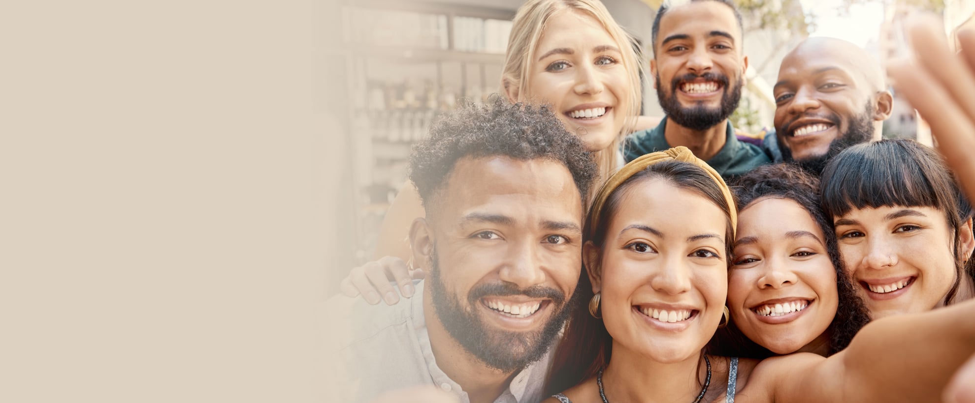 A group of people smiling